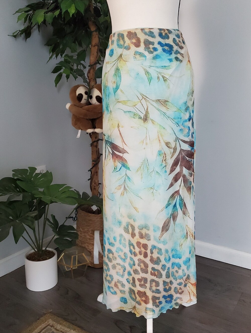 ASOS DAISY STREET Y2K Lined Mesh Lettuce Edge Maxi Skirt XL